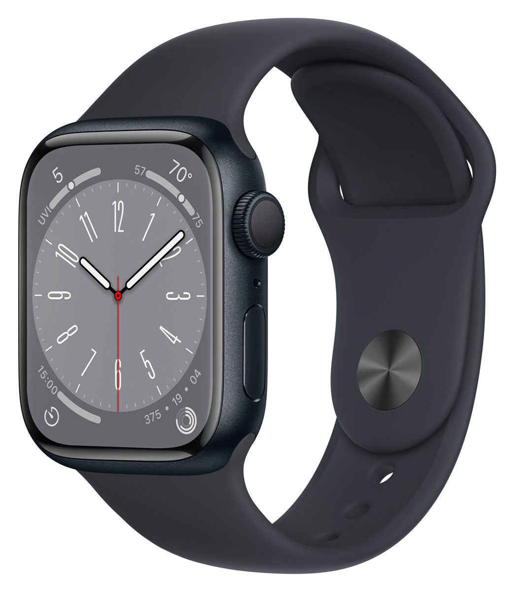 Apple Watch Series 8 GPS Midnight Aluminium Case 45 mm Midnight Sport Band MNP13KS A watchesonline