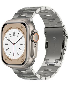 Tiera Apple Watch silver colored titamium strap