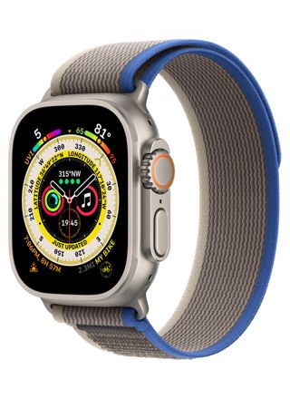 Apple Watch Ultra GPS + Cellular Titanium Case 49 mm Blue/Gray Trail Loop - Size M/L MQFV3KS/A