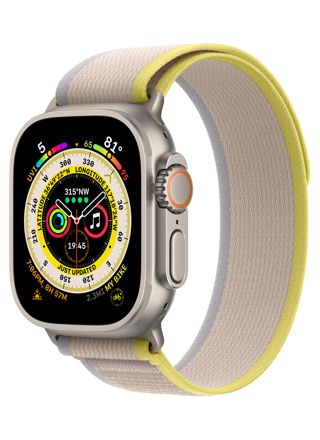 Apple Watch Ultra GPS + Cellular Titanium Case 49 mm Yellow/Beige Trail Loop - Size M/L MQFU3KS/A