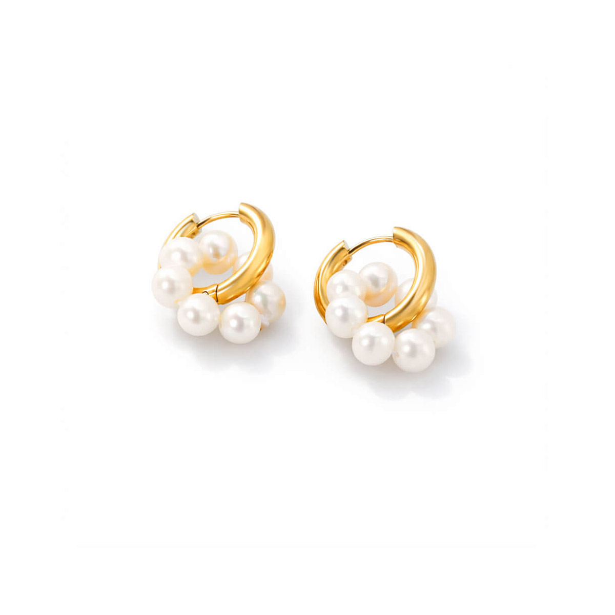 Madoww Aqua Circle gold-plated pearl earrings