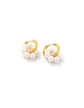 Madoww Aqua Circle gold-plated pearl earrings