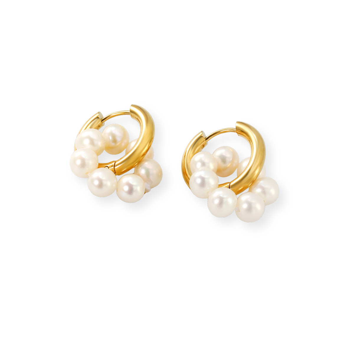 Madoww Aqua Circle gold-plated pearl earrings