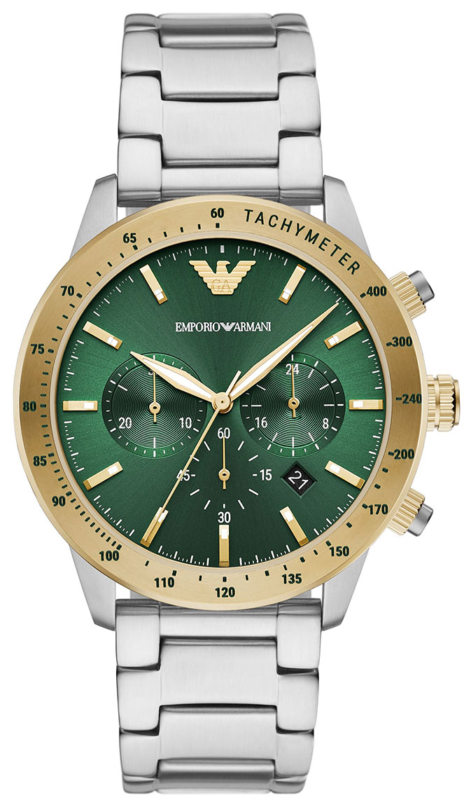 Silver Mario Armani Emporio Green Chronograph AR11454