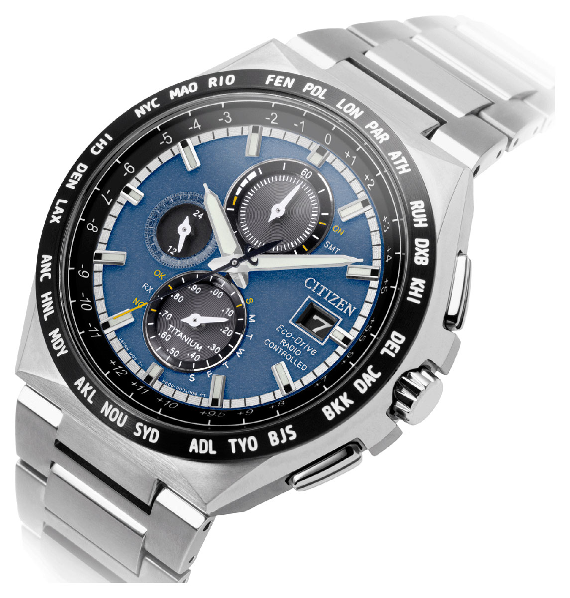 Atomic ブルースターパワーウッドコアPOWERED TITANIUM Citizen Radio Controlled Super Titanium Eco-Drive AT8238-84L