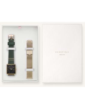 Rosefield gift box with The Boxy black Forest watch and black leather strap BFGMG-X237