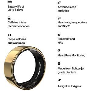 Ultrahuman Ring AIR Taglia 13 Oro – Monitor Salute Avanzato Con Sensore PPG E IMU