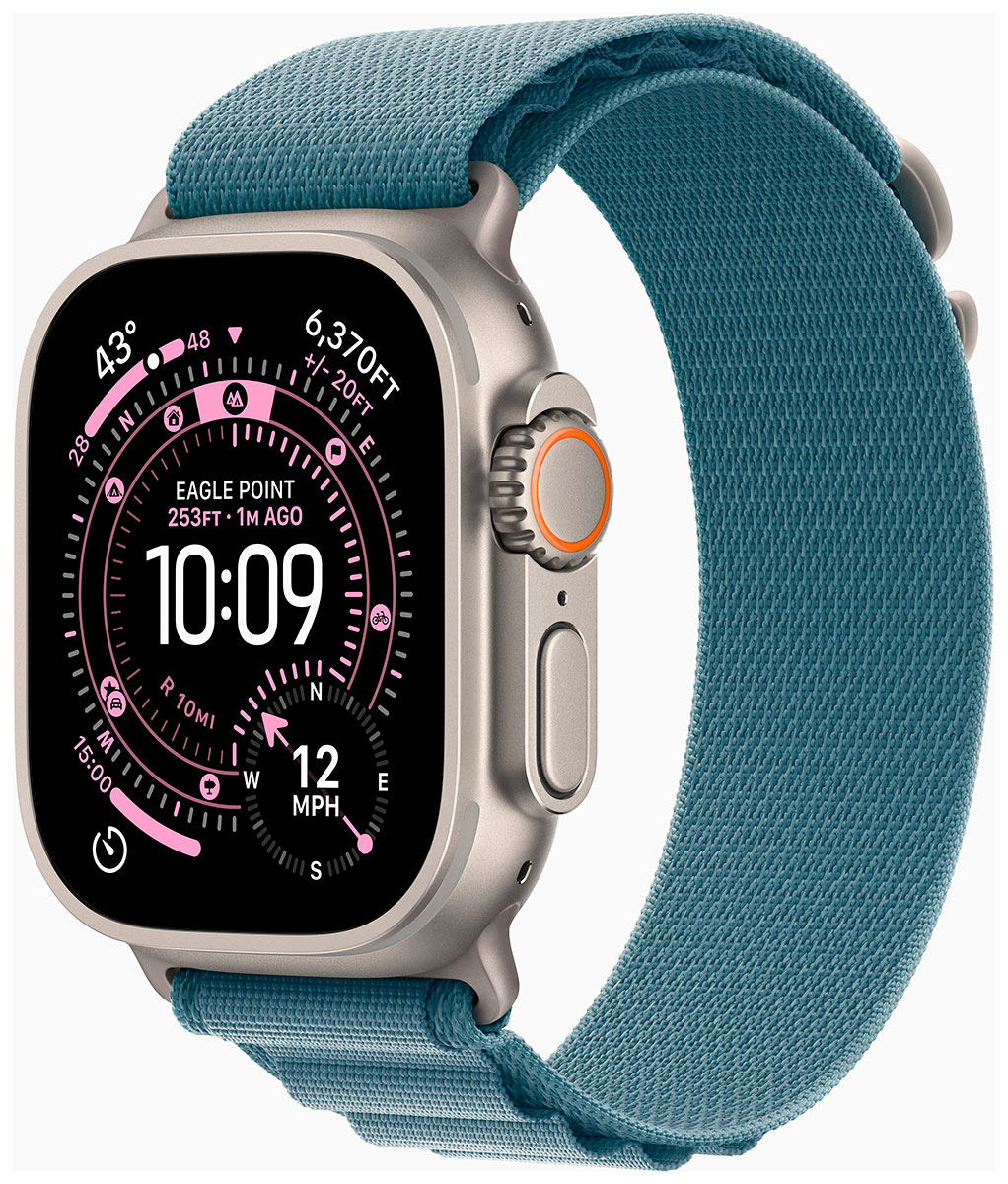 Apple Watch Ultra 3 GPS + Cellular 49mm Natural Titanium Case with Light Blue Alpine Loop MEWM4KS/A