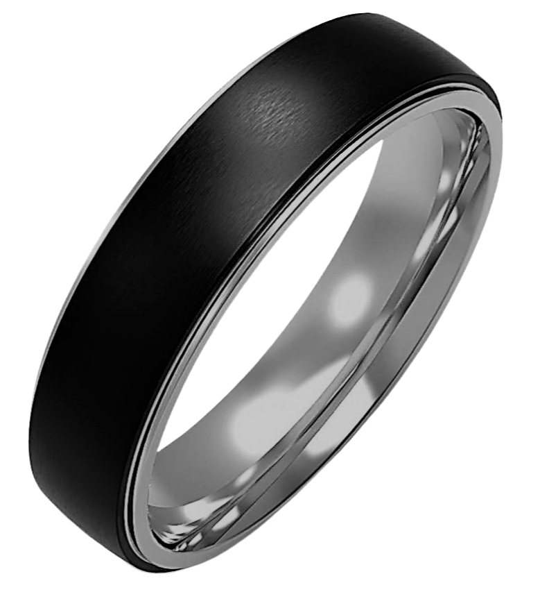 Bosie black-silver titanium ring TICMPVD-2021/6R&M 
