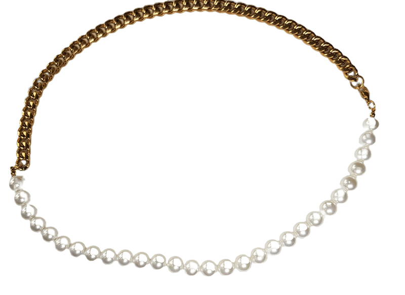 Bosie pearl curb chain half and half bracelet 20,5 cm XL823JB 8/20,5