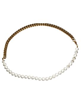 Bosie pearl curb chain half and half bracelet 20,5 cm XL823JB 8/20,5