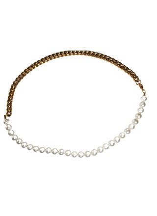 Bosie pearl curb chain half and half bracelet 20,5 cm XL823JB 8/20,5