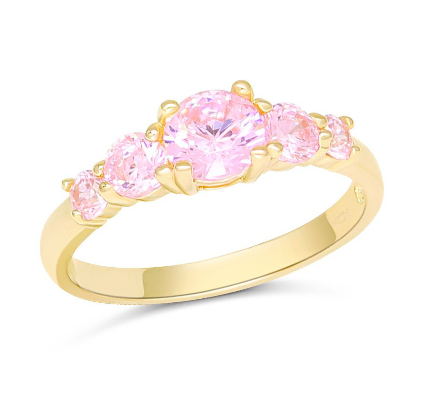 Gold baby ring 14-karat side-stone pink BR-1291pink