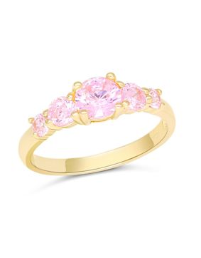 Gold baby ring 14-karat side-stone pink BR-1291pink
