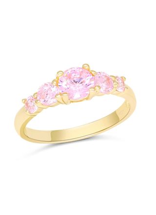 Gold baby ring 14-karat side-stone pink BR-1291pink