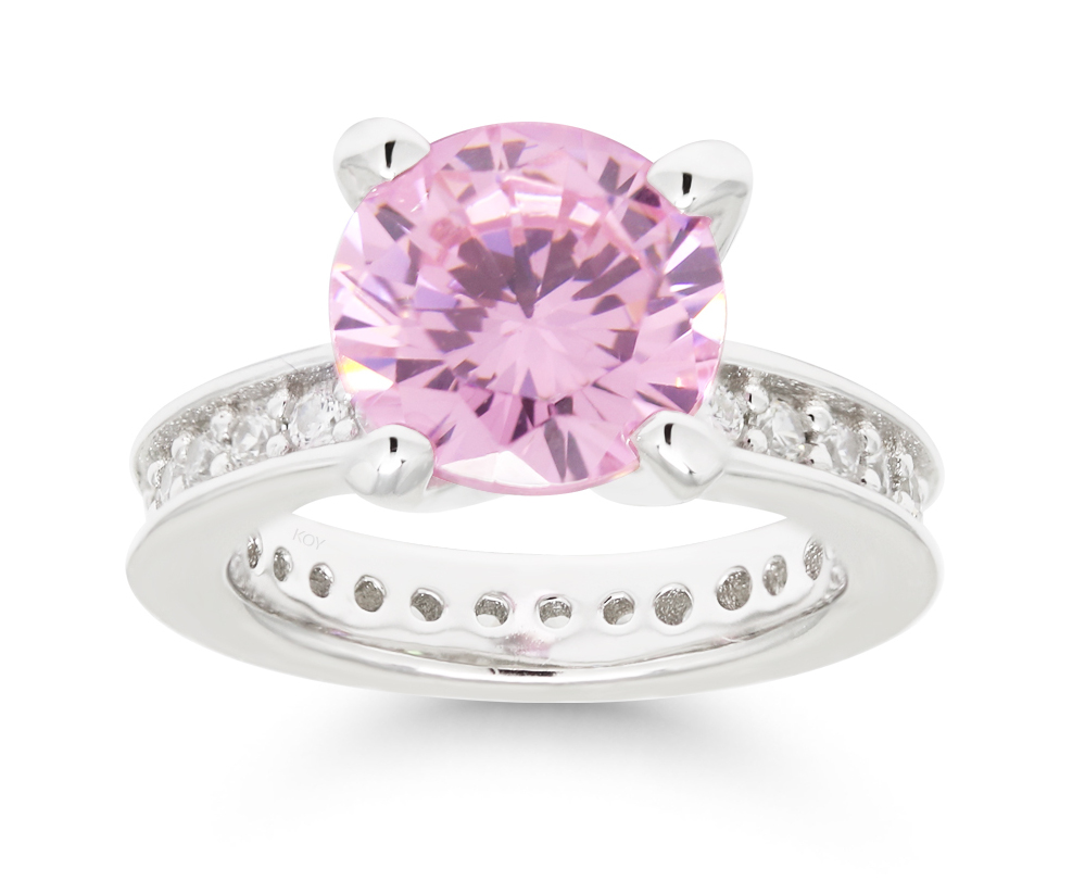 Silver babtism ring BR-2196pink