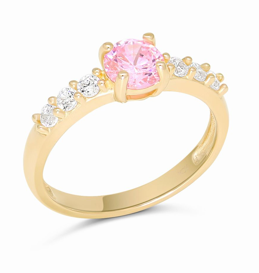 Gold baby ring 14-karat side-stone pink BR-8133Zpink