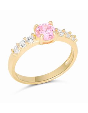 Gold baby ring 14-karat side-stone pink BR-8133Zpink