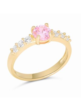 Gold baby ring 14-karat side-stone pink BR-8133Zpink