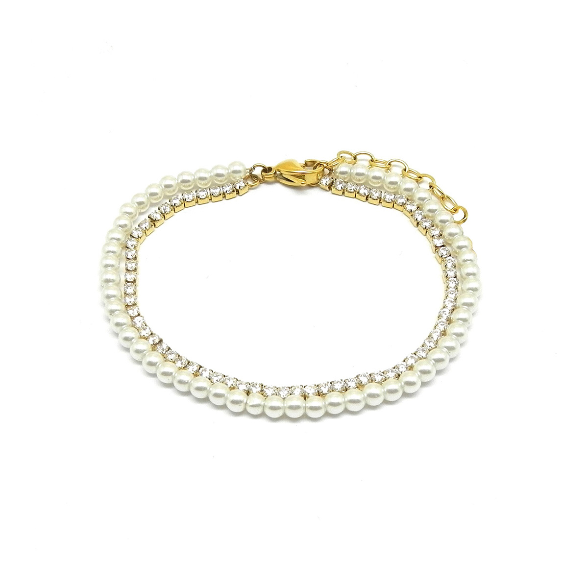 Lykken Trend gold-plated glass bead gemstone bracelet 17 cm
