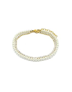 Lykken Trend gold-plated glass bead gemstone bracelet 17 cm