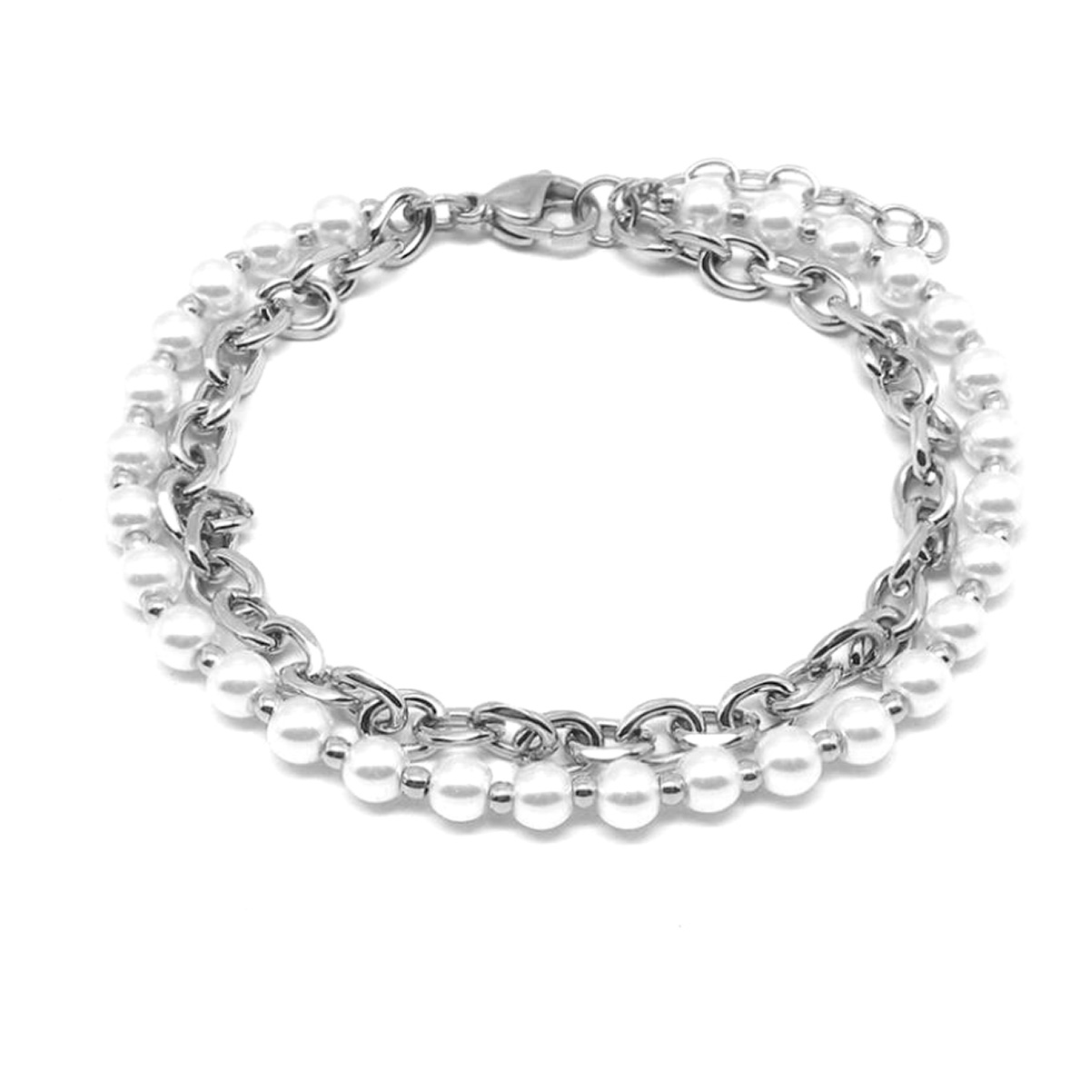 Lykken Trend glass bead stainless steel bracelet 17 cm