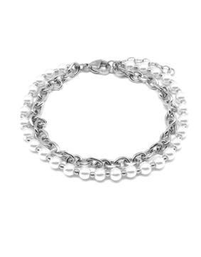 Lykken Trend glass bead stainless steel bracelet 17 cm