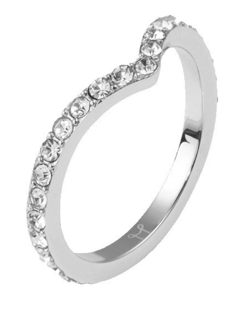 Mockberg Brilliant silver-colored chevron ring #54 MB0008