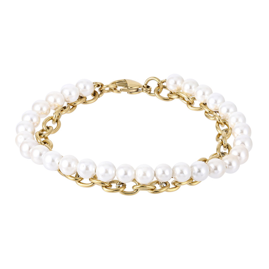 Lykka Strong gold-plated pearl bracelet 21cm steel