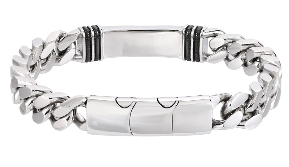 Lykka Strong two-tone 12 mm steel curb chain ID bracelet 22 cm 