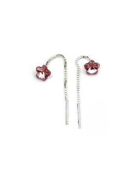 Silver chain earrings with pink zirconia C82 PINK