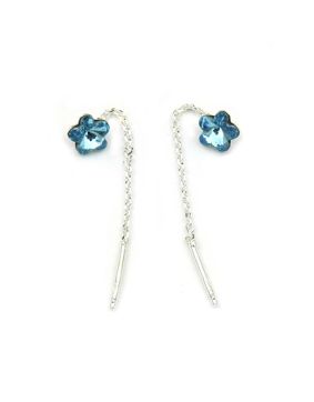 Silver chain earrings with aqua zirconia C82B AKVA