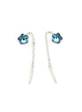 Silver chain earrings with aqua zirconia C82B AKVA