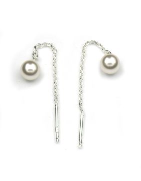 Silver chain earrings with pearls C84