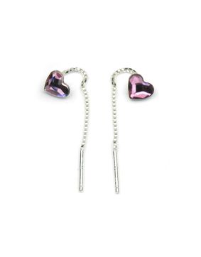Silver chain earrings with purple zirconia C87