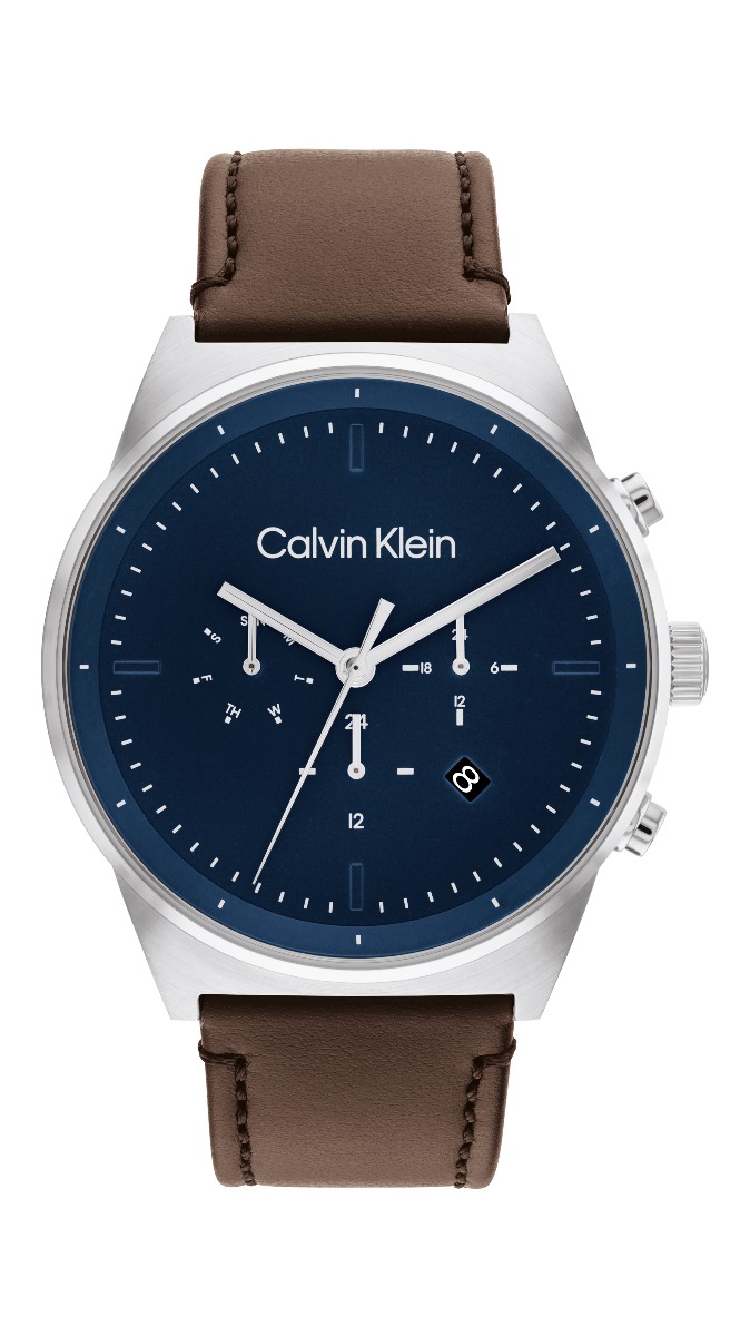 Calvin Klein Impressive blue brown leather 25200300 watchesonline
