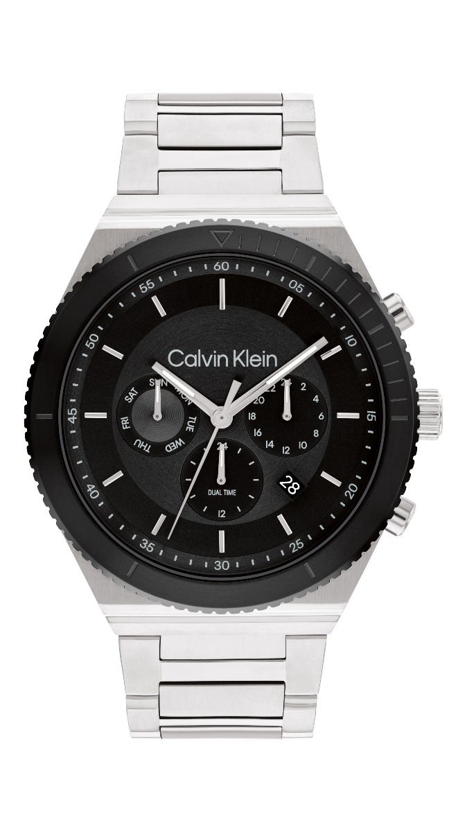 Calvin Klein Fearless dual-time silver black 25200301