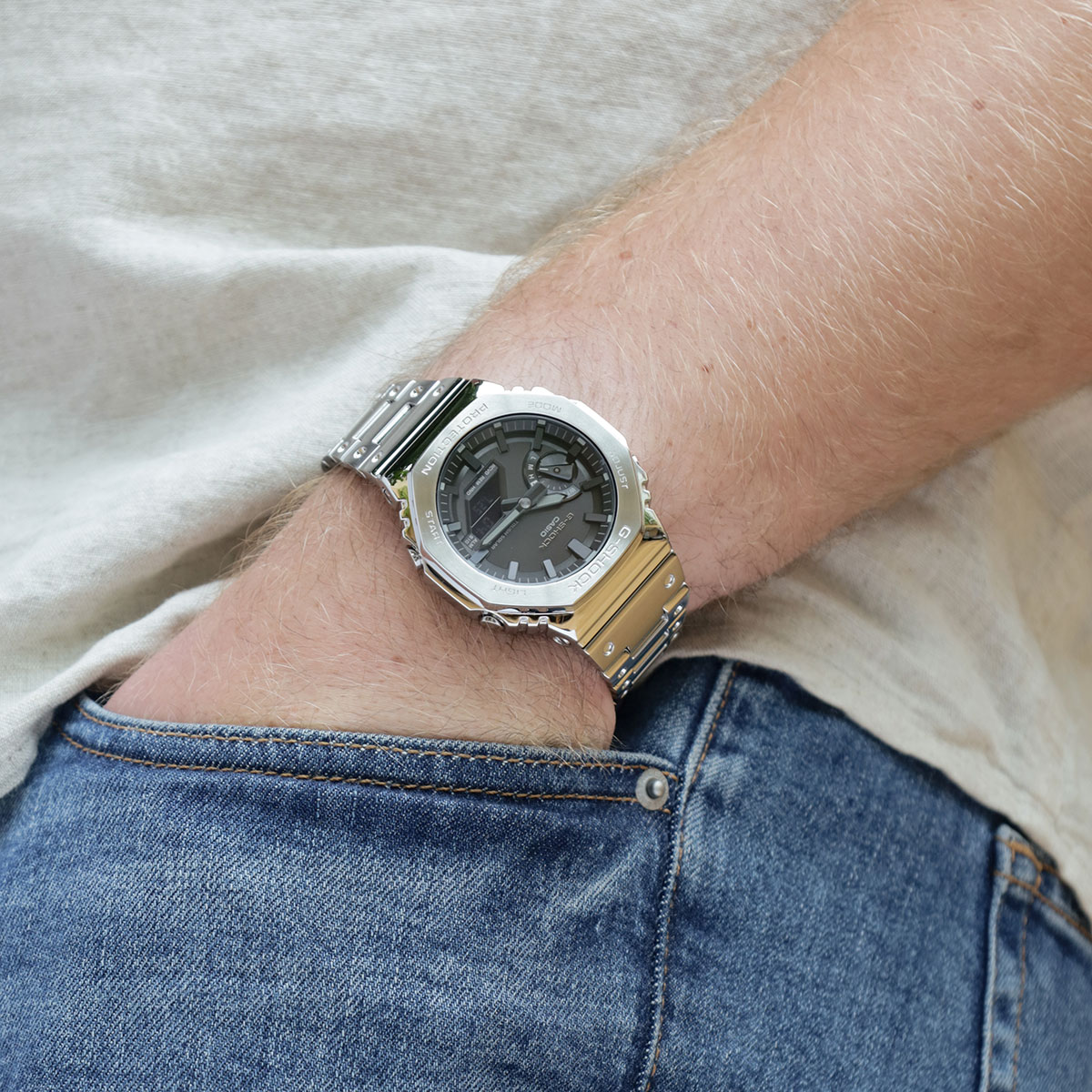 G shock metal silver hot sale