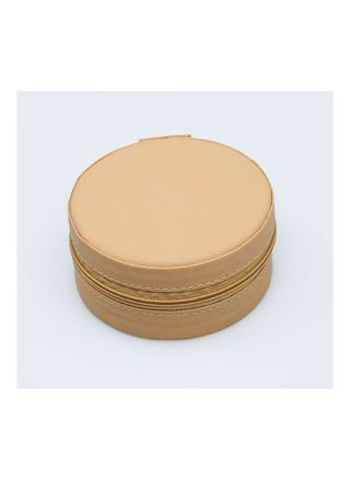 Lykka imitation leather beige round jewellery box