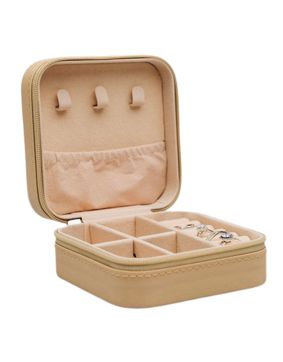 Lykka imitation leather beige square jewellery box