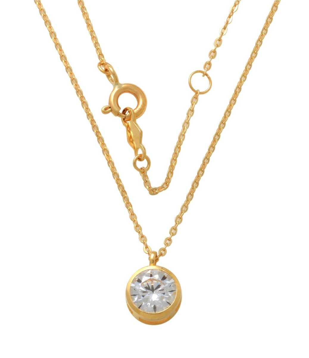 Lykka Casuals solitaire cz gold necklace