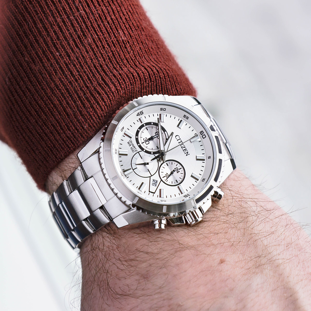 CITIZEN Herrenuhr Analog Quarz AN8200-50A - Edelstahl Armband, Chronograph