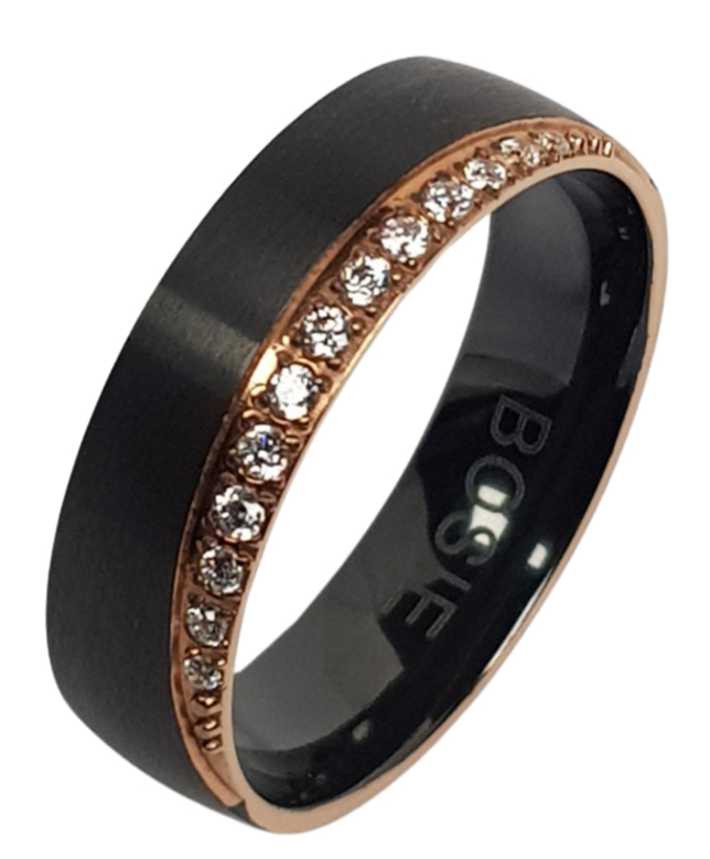 Bosie black-PVD-rose-gold eternity zirconiumring CMZRPVD-018-2Z/5