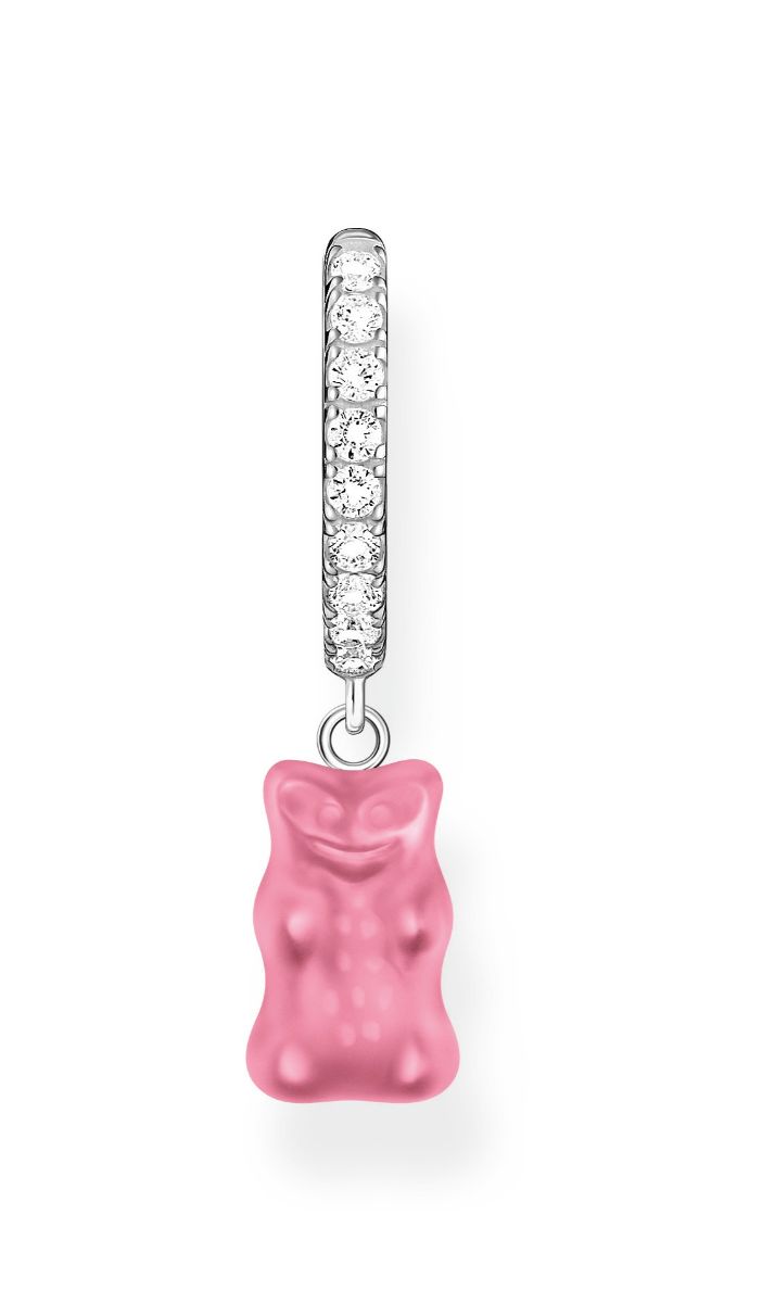 Thomas Sabo Haribo silver single hoop with pink goldbears and zirconia earrings CR726-052-9