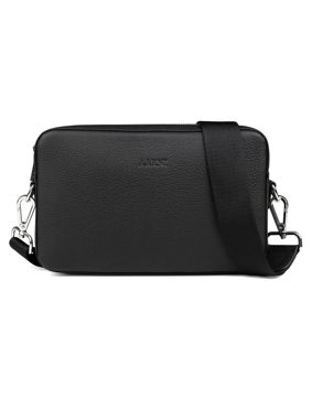 Aarni large black crossbody bag with silver zipper