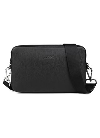 Aarni large black crossbody bag with silver zipper