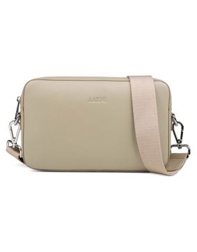 Aarni large taupe crossbody bag with silver zipper