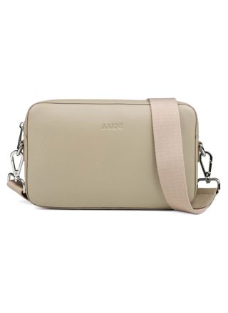 Aarni large taupe crossbody bag with silver zipper