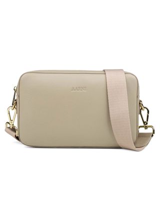Aarni large taupe crossbody bag gold colored zipper