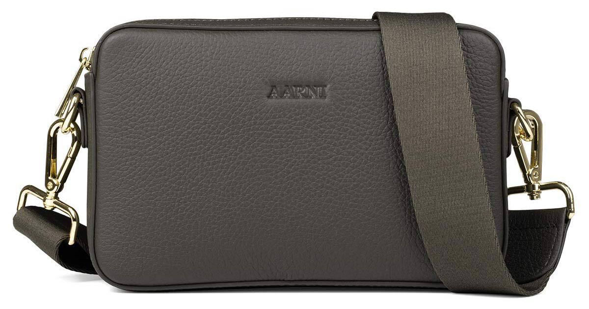 Aarni olive crossbody bag gold colored zipper